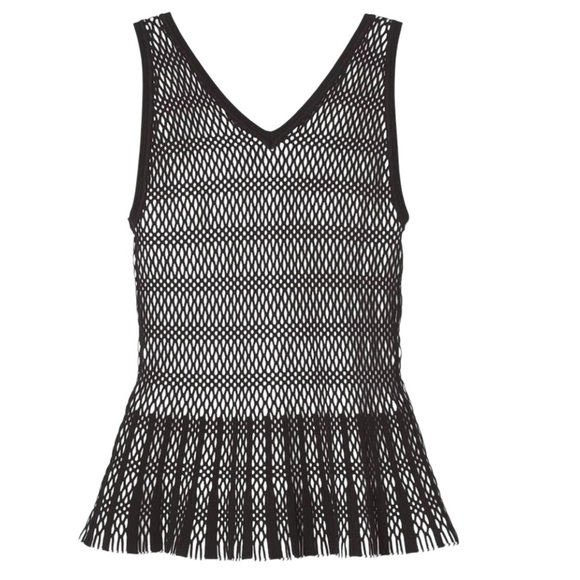 Black and White Mesh Sleeveless Whimsical Goth Top Black + White Sweater Tank - Picture 6 of 6